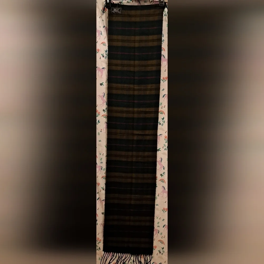 Vintage Dior Forest Green & Mocha Plaid Cashmaire Casual Unisex Scarf Wrap